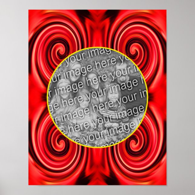 Abstract Red And Yellow Swirls Add Your Own Photo Poster (Front)