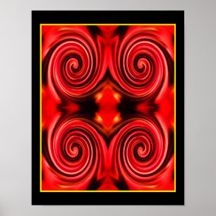 Abstract Red And Yellow Swirls Colors  Poster