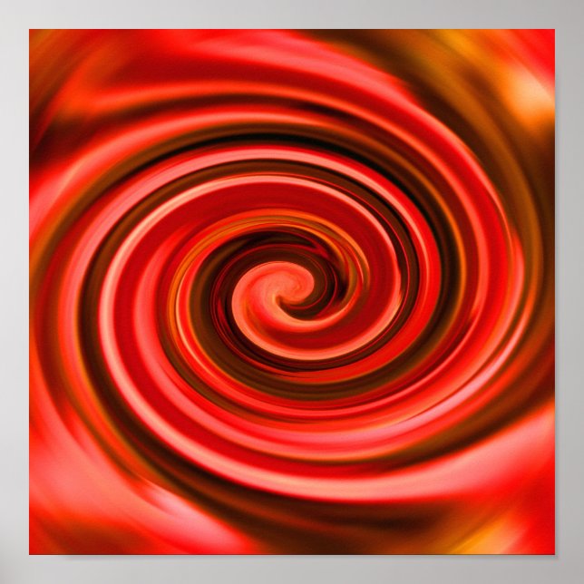 Abstract Red And Yellow Swirls Colours Poster (Front)