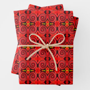 Abstract Red And Yellow Swirls Personalised Wrapping Paper Sheet