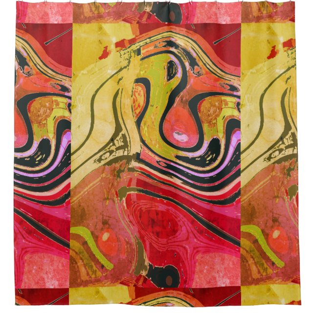 Abstract Red Artwork Shower Curtain (Front)
