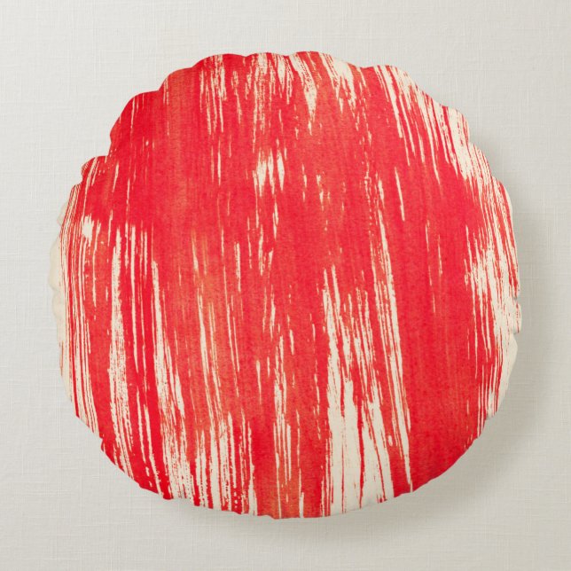 Abstract red background from watercolor round cushion (Front)