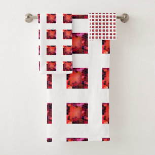 Abstract Red Bath Towel Set