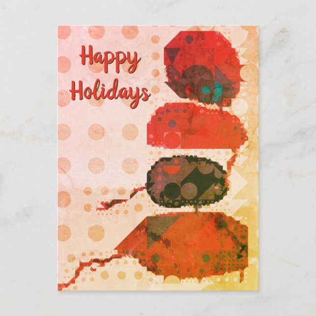 Abstract Red Beige Digital Art Happy Holidays Postcard (Front)