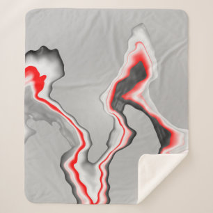 Abstract red black and white wave, zigzag pattern, sherpa blanket