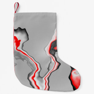 Abstract red black and white wave, zigzag pattern, small christmas stocking