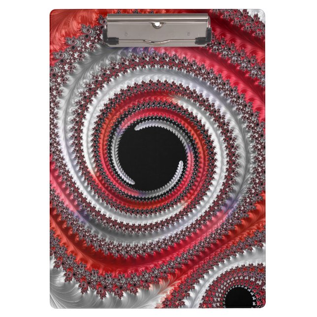 Abstract Red Black Gradient Spiral Fractal Clipboard (Front)