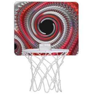 Abstract Red Black Gradient Spiral Fractal Mini Basketball Hoop