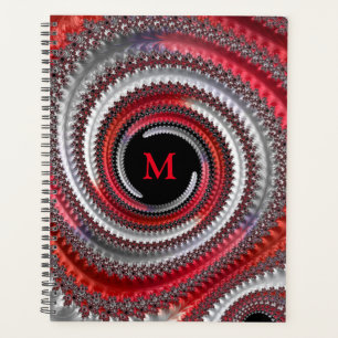 Abstract Red Black Gradient Spiral Fractal Planner