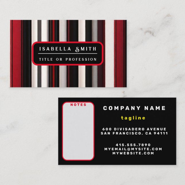Abstract Red Black Lines Trendy Collection Business Card (Front/Back)