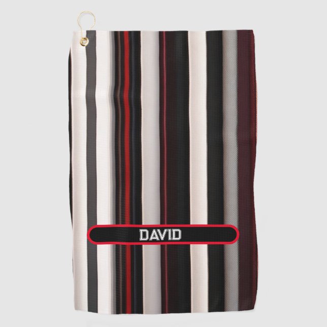 Abstract Red Black Lines Trendy Collection Golf Towel (Front)