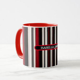 Abstract Red Black Lines Trendy Collection Mug