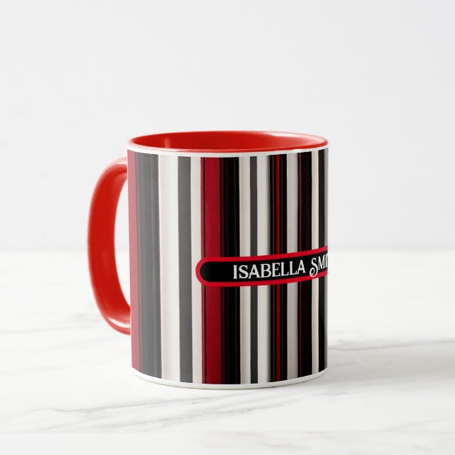 Abstract Red Black Lines Trendy Collection Mug (Front Left)