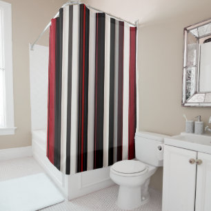 Abstract Red Black Lines Trendy Collection Shower Curtain