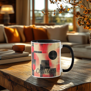 Abstract Red & Black Mug - Personalised Artistic