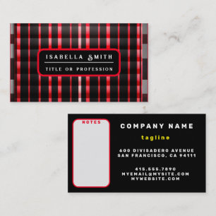 Abstract Red Black Plaid Modern Collection Business Card