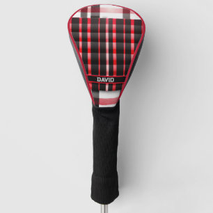 Abstract Red Black Plaid Modern Collection Golf Head Cover