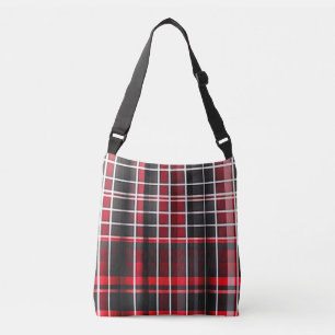 Abstract Red Black Plaid Popular Collection Crossbody Bag