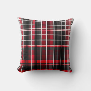 Abstract Red Black Plaid Popular Collection Cushion