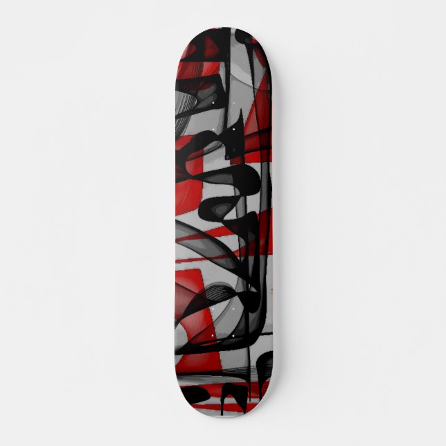 Abstract red black skateboard deck (Front)