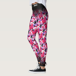 Abstract Red Black Splashes Pattern Design Leggings