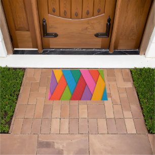 Abstract Red Black White Door Mat