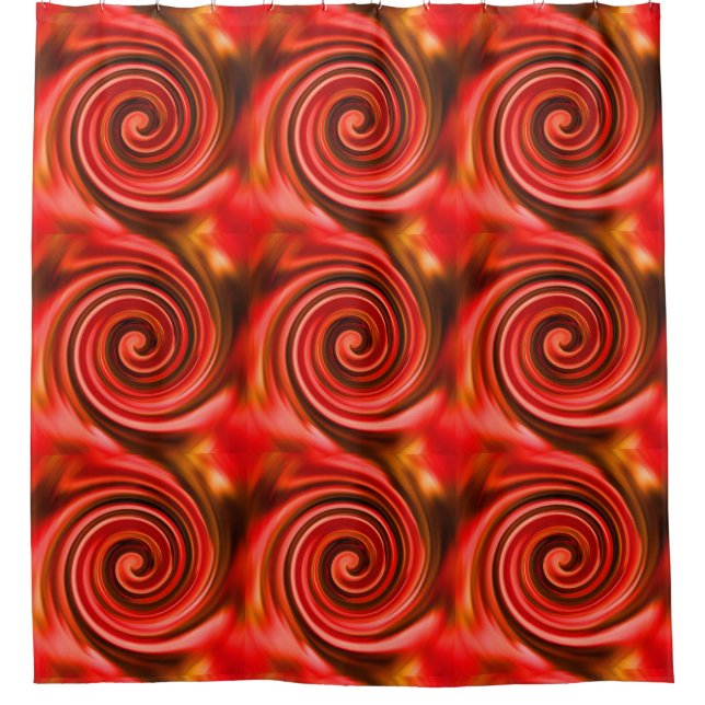 Abstract Red Black Yellow Swirls  Shower Curtain (Front)