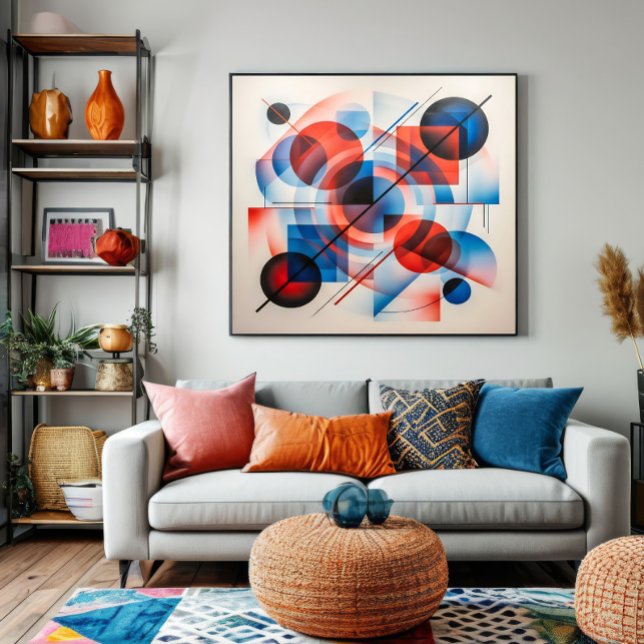 Abstract Red Blue Circles Modern Poster (Creator Uploaded)