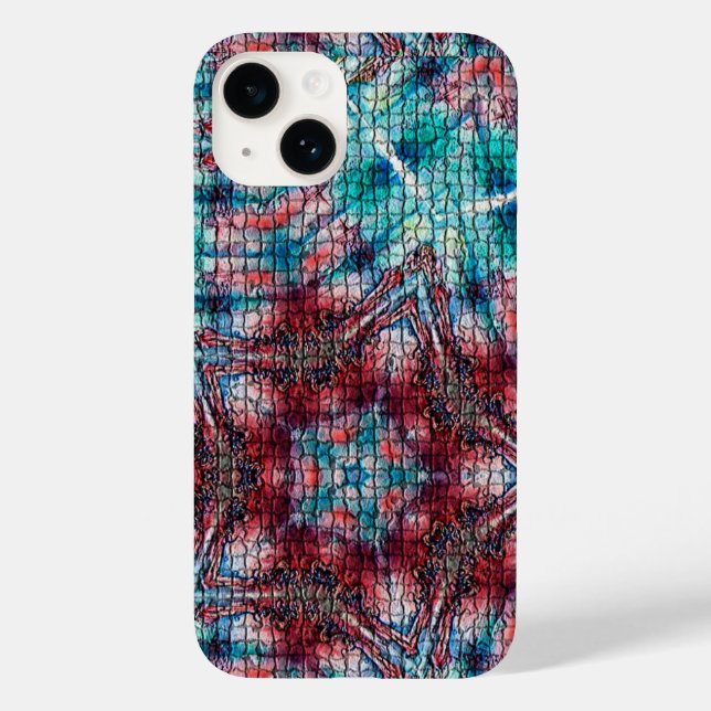 ABSTRACT RED BLUE MOSAIC STAR Case-Mate iPhone CASE (Back)