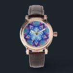 ABSTRACT RED BLUE STAR WATCH<br><div class="desc">Vibrant , elegant and artistic design with a bright blue green, violet colours.. Watercolor painting,  digital art and design by Bulgan Lumini (c)</div>