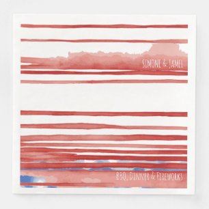 Abstract Red & Blue Washes, 4th of July Napkin
