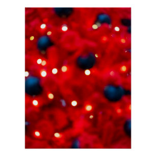 Abstract Red Christmas Bokeh Background Poster