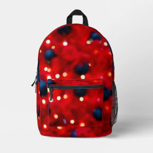 Abstract Red Christmas Bokeh Background Printed Backpack