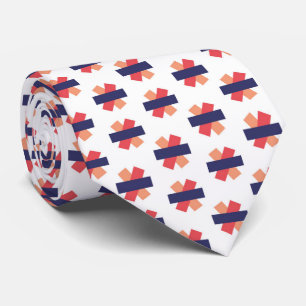 Abstract Red Coral and Navy Cross Pattern Tie