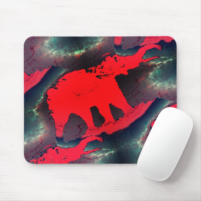 Abstract red elephant drawing, very rustic effect  mouse mat (With Mouse)