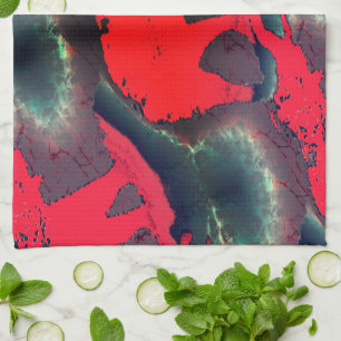 Abstract red elephant drawing, very rustic effect  tea towel