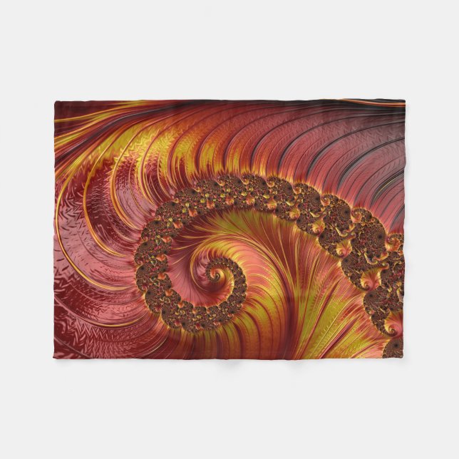 Abstract Red Fiery Fractal Fleece Blanket (Front (Horizontal))