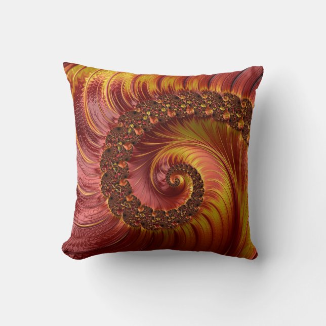 Abstract Red Fiery Spiral Fractal  Cushion (Front)