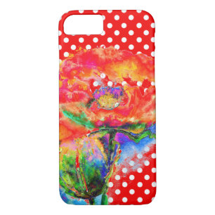 Abstract red floral red poppy Polkadots  iPhone 8/7 Case