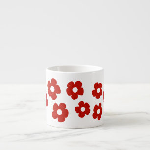 Abstract Red Flower Pattern Espresso Mug