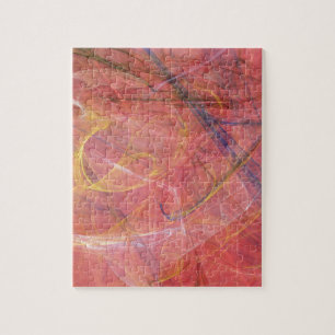 Abstract red fractal jigsaw puzzle