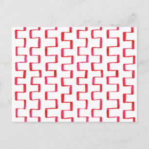 Abstract Red Geometric Painted Pattern Postcard