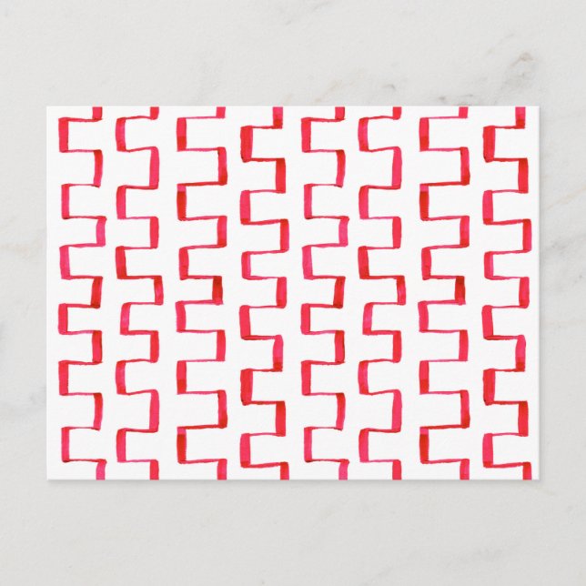 Abstract Red Geometric Painted Pattern Postcard (Front)