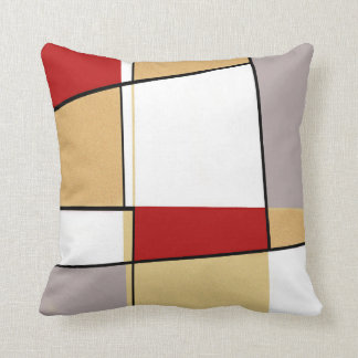 Abstract Red Gold and Grey Cushion