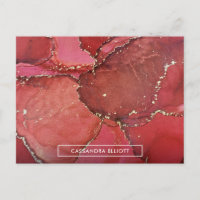 Abstract Red & Gold Marbled Alcohol Ink Liquid Art