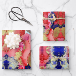 Abstract Red Gold Purple Wrapping Paper Sheet