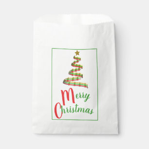 Abstract Red, Green, and Gold Christmas Tree Favour Bags