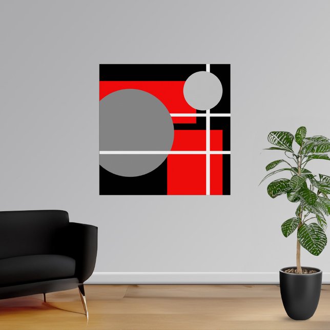 Abstract Red Grey Black White Poster (Abstract Red Gray Black White Poster from Abstract Poster Prints. Choose your size.)