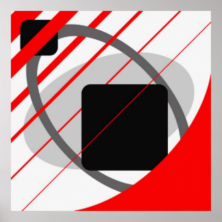 Abstract Red Grey Off-White Black AP0002 Poster
