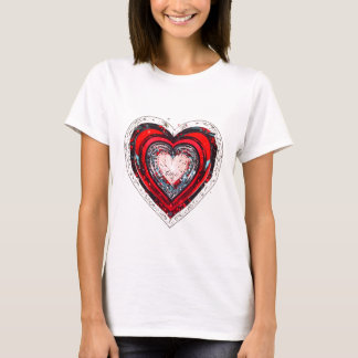 Abstract Red Heart Design T-Shirt